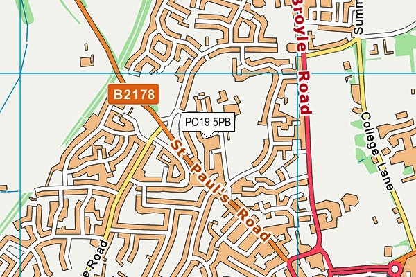 PO19 5PB map - OS VectorMap District (Ordnance Survey) PO19 5PB map - OS VectorMap District (Ordnance Survey)