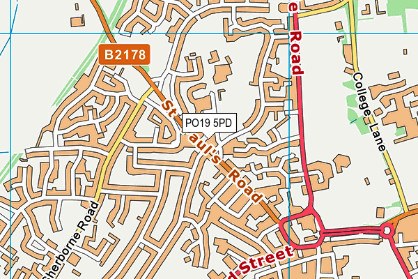PO19 5PD map - OS VectorMap District (Ordnance Survey)