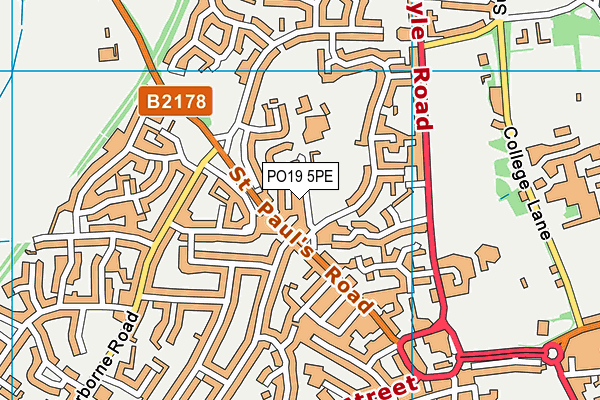 PO19 5PE map - OS VectorMap District (Ordnance Survey) PO19 5PE map - OS VectorMap District (Ordnance Survey)