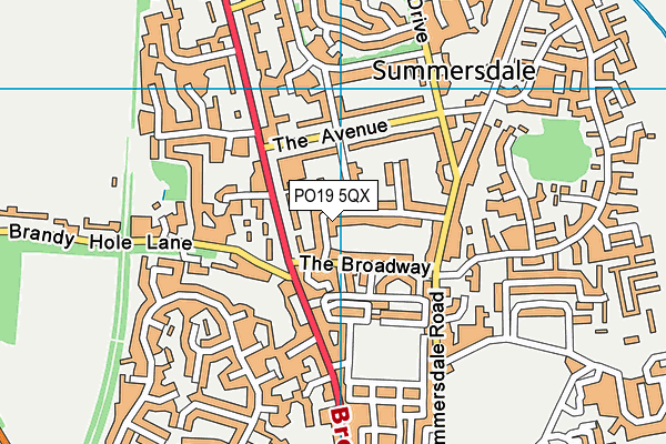 PO19 5QX map - OS VectorMap District (Ordnance Survey) PO19 5QX map - OS VectorMap District (Ordnance Survey)