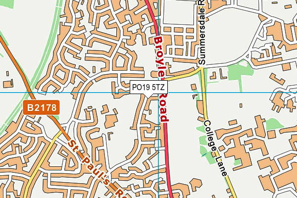 PO19 5TZ map - OS VectorMap District (Ordnance Survey)