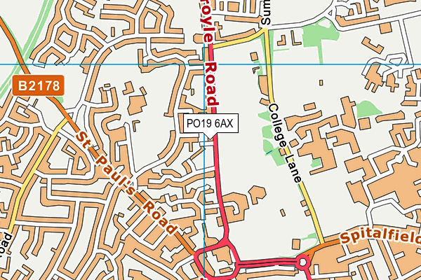 PO19 6AX map - OS VectorMap District (Ordnance Survey) PO19 6AX map - OS VectorMap District (Ordnance Survey)