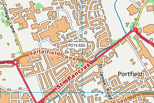 PO19 6SX map - OS VectorMap District (Ordnance Survey) PO19 6SX map - OS VectorMap District (Ordnance Survey)