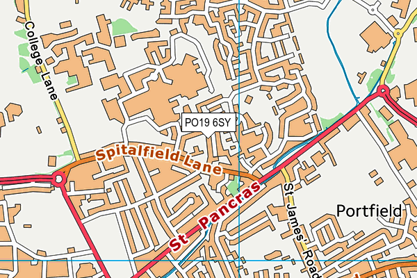 PO19 6SY map - OS VectorMap District (Ordnance Survey) PO19 6SY map - OS VectorMap District (Ordnance Survey)