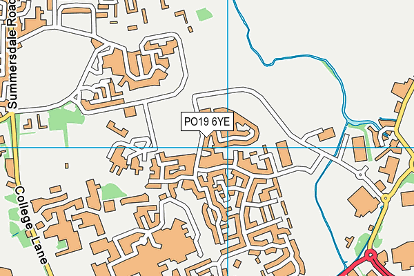 PO19 6YE map - OS VectorMap District (Ordnance Survey) PO19 6YE map - OS VectorMap District (Ordnance Survey)
