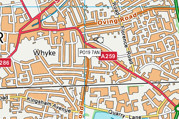 PO19 7AN map - OS VectorMap District (Ordnance Survey) PO19 7AN map - OS VectorMap District (Ordnance Survey)