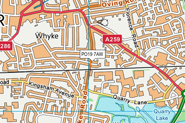 PO19 7AW map - OS VectorMap District (Ordnance Survey)