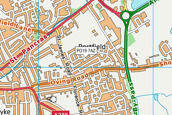 PO19 7AZ map - OS VectorMap District (Ordnance Survey)
