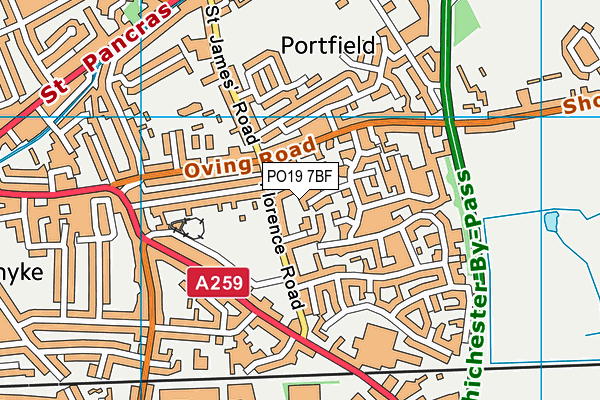 PO19 7BF map - OS VectorMap District (Ordnance Survey) PO19 7BF map - OS VectorMap District (Ordnance Survey)