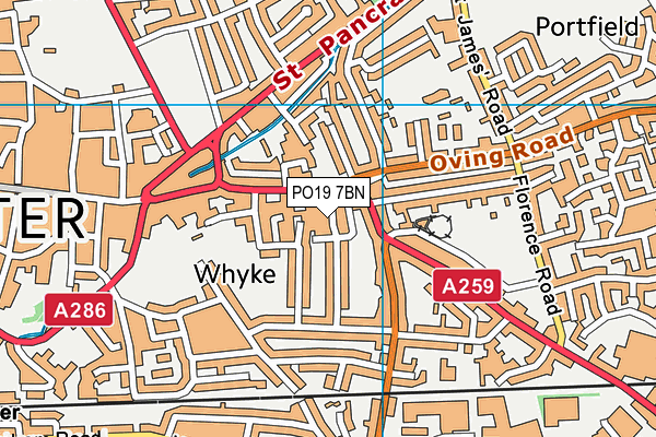 PO19 7BN map - OS VectorMap District (Ordnance Survey) PO19 7BN map - OS VectorMap District (Ordnance Survey)