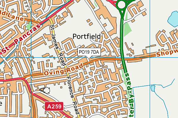 PO19 7DA map - OS VectorMap District (Ordnance Survey)