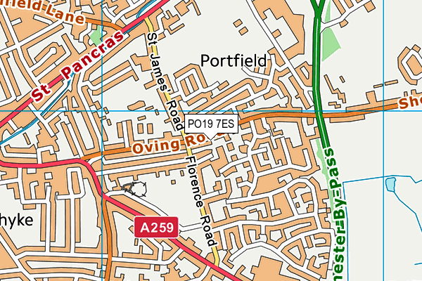 PO19 7ES map - OS VectorMap District (Ordnance Survey)