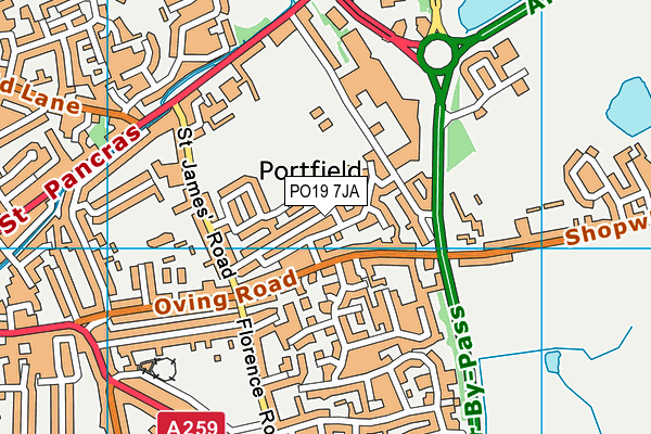 PO19 7JA map - OS VectorMap District (Ordnance Survey) PO19 7JA map - OS VectorMap District (Ordnance Survey)