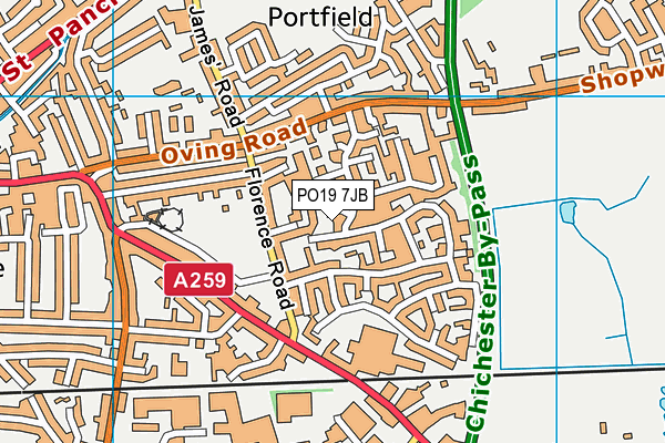 PO19 7JB map - OS VectorMap District (Ordnance Survey) PO19 7JB map - OS VectorMap District (Ordnance Survey)