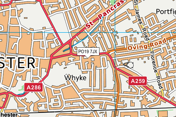 PO19 7JX map - OS VectorMap District (Ordnance Survey) PO19 7JX map - OS VectorMap District (Ordnance Survey)