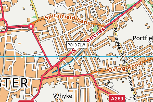 PO19 7LW map - OS VectorMap District (Ordnance Survey) PO19 7LW map - OS VectorMap District (Ordnance Survey)