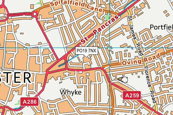 PO19 7NX map - OS VectorMap District (Ordnance Survey) PO19 7NX map - OS VectorMap District (Ordnance Survey)