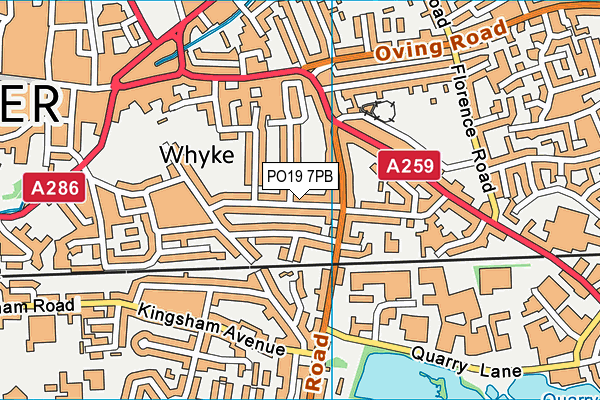 PO19 7PB map - OS VectorMap District (Ordnance Survey) PO19 7PB map - OS VectorMap District (Ordnance Survey)