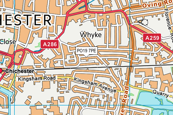 PO19 7PE map - OS VectorMap District (Ordnance Survey) PO19 7PE map - OS VectorMap District (Ordnance Survey)