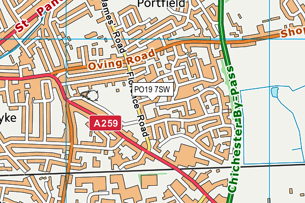 PO19 7SW map - OS VectorMap District (Ordnance Survey) PO19 7SW map - OS VectorMap District (Ordnance Survey)