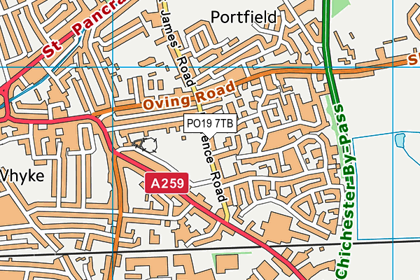 PO19 7TB map - OS VectorMap District (Ordnance Survey)