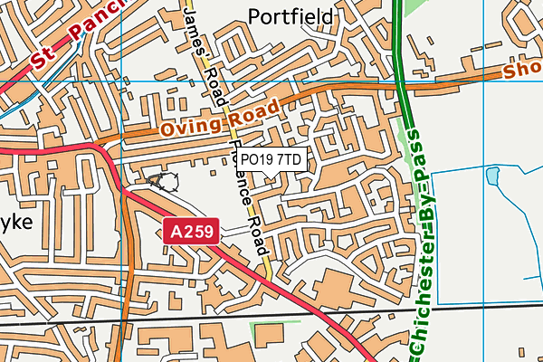 PO19 7TD map - OS VectorMap District (Ordnance Survey) PO19 7TD map - OS VectorMap District (Ordnance Survey)
