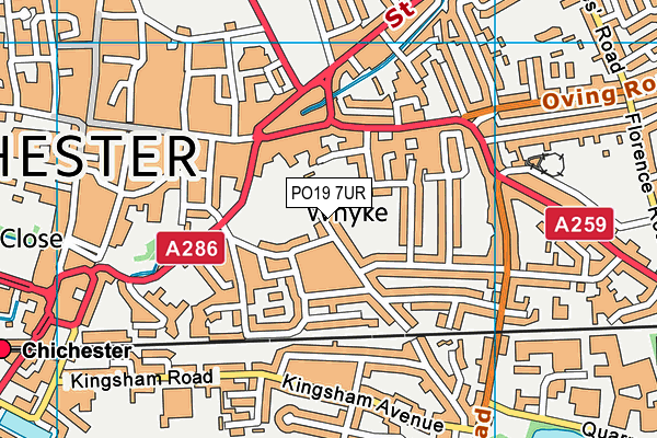 PO19 7UR map - OS VectorMap District (Ordnance Survey) PO19 7UR map - OS VectorMap District (Ordnance Survey)