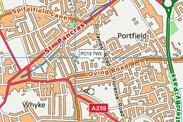 PO19 7WX map - OS VectorMap District (Ordnance Survey) PO19 7WX map - OS VectorMap District (Ordnance Survey)