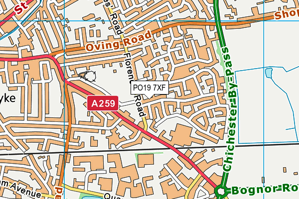 PO19 7XF map - OS VectorMap District (Ordnance Survey) PO19 7XF map - OS VectorMap District (Ordnance Survey)