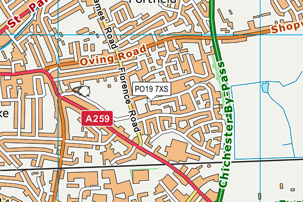 PO19 7XS map - OS VectorMap District (Ordnance Survey) PO19 7XS map - OS VectorMap District (Ordnance Survey)