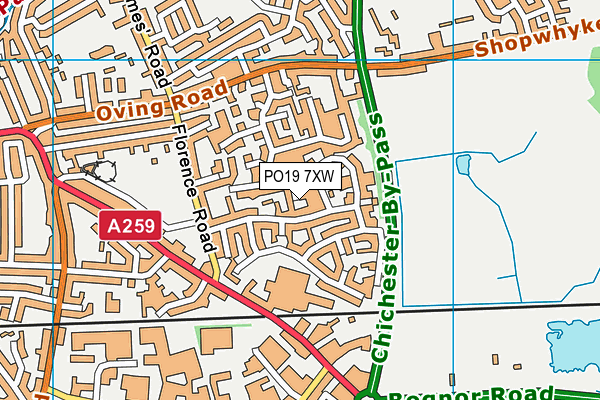 PO19 7XW map - OS VectorMap District (Ordnance Survey) PO19 7XW map - OS VectorMap District (Ordnance Survey)