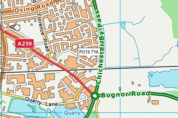 PO19 7YA map - OS VectorMap District (Ordnance Survey) PO19 7YA map - OS VectorMap District (Ordnance Survey)
