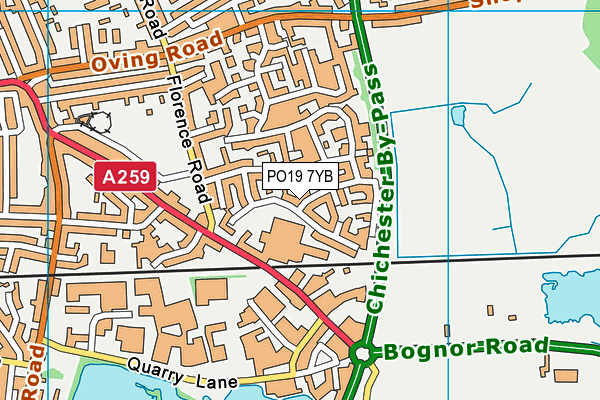PO19 7YB map - OS VectorMap District (Ordnance Survey) PO19 7YB map - OS VectorMap District (Ordnance Survey)