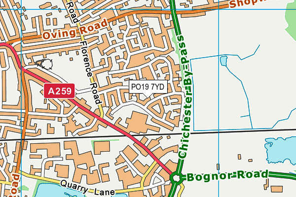 PO19 7YD map - OS VectorMap District (Ordnance Survey) PO19 7YD map - OS VectorMap District (Ordnance Survey)