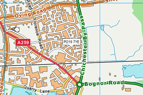 PO19 7YE map - OS VectorMap District (Ordnance Survey)