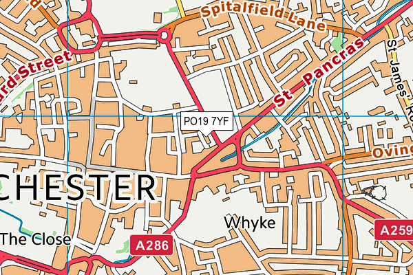 PO19 7YF map - OS VectorMap District (Ordnance Survey)