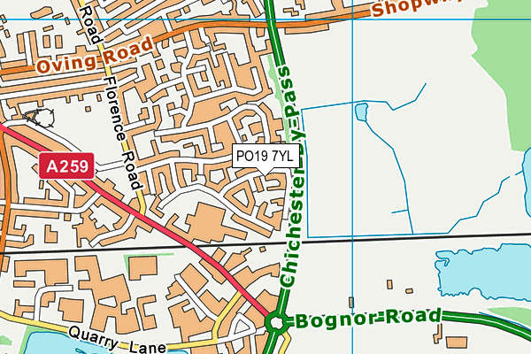 PO19 7YL map - OS VectorMap District (Ordnance Survey) PO19 7YL map - OS VectorMap District (Ordnance Survey)