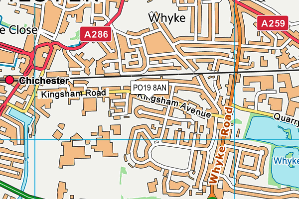 PO19 8AN map - OS VectorMap District (Ordnance Survey) PO19 8AN map - OS VectorMap District (Ordnance Survey)
