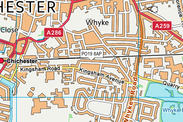 PO19 8AP map - OS VectorMap District (Ordnance Survey) PO19 8AP map - OS VectorMap District (Ordnance Survey)