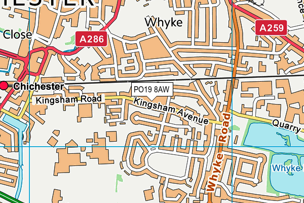 PO19 8AW map - OS VectorMap District (Ordnance Survey) PO19 8AW map - OS VectorMap District (Ordnance Survey)