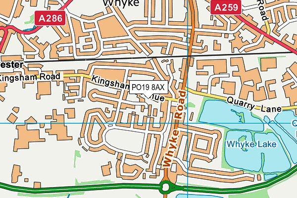 PO19 8AX map - OS VectorMap District (Ordnance Survey) PO19 8AX map - OS VectorMap District (Ordnance Survey)