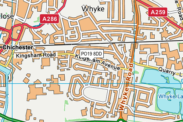 PO19 8DD map - OS VectorMap District (Ordnance Survey)