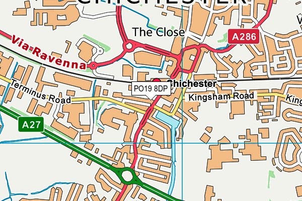PO19 8DP map - OS VectorMap District (Ordnance Survey) PO19 8DP map - OS VectorMap District (Ordnance Survey)