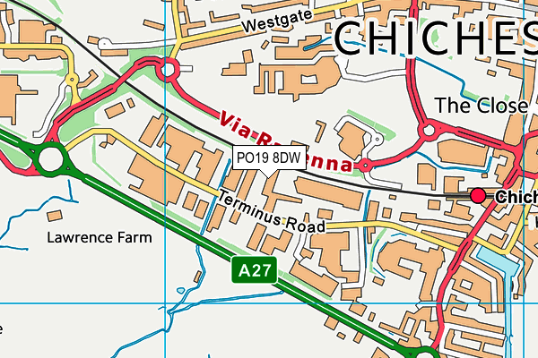PO19 8DW map - OS VectorMap District (Ordnance Survey) PO19 8DW map - OS VectorMap District (Ordnance Survey)