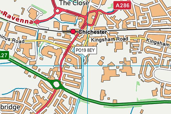 PO19 8EY map - OS VectorMap District (Ordnance Survey) PO19 8EY map - OS VectorMap District (Ordnance Survey)