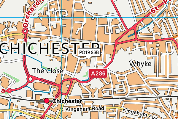 PO19 9SB map - OS VectorMap District (Ordnance Survey) PO19 9SB map - OS VectorMap District (Ordnance Survey)