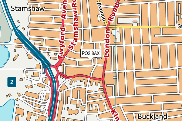 PO2 8AX map - OS VectorMap District (Ordnance Survey)