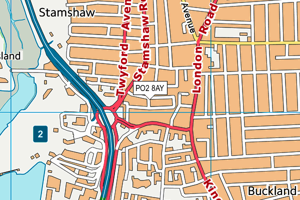 PO2 8AY map - OS VectorMap District (Ordnance Survey) PO2 8AY map - OS VectorMap District (Ordnance Survey)