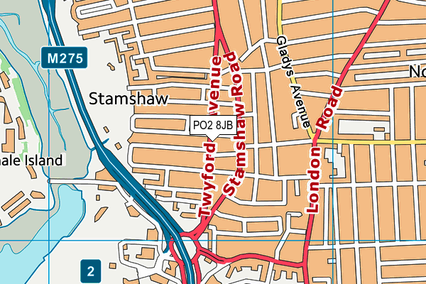 PO2 8JB map - OS VectorMap District (Ordnance Survey) PO2 8JB map - OS VectorMap District (Ordnance Survey)