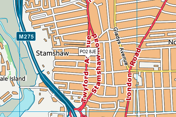 PO2 8JE map - OS VectorMap District (Ordnance Survey) PO2 8JE map - OS VectorMap District (Ordnance Survey)